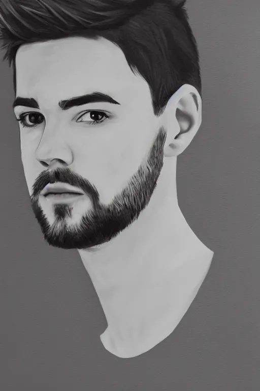 Image similar to Sean McLoughlin, Jacksepticeye, Irish Youtuber, solo portrait, gigachad, grayscale 🎨🖌️