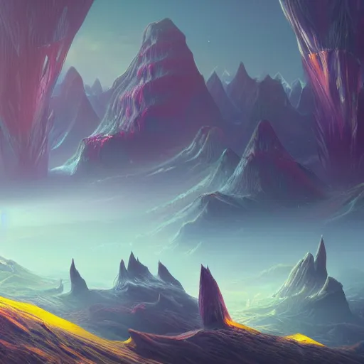 Image similar to a visonary art psychedelic landscape of an alien crystalline kingdom, by erial ali, artstation trending, cgsociety