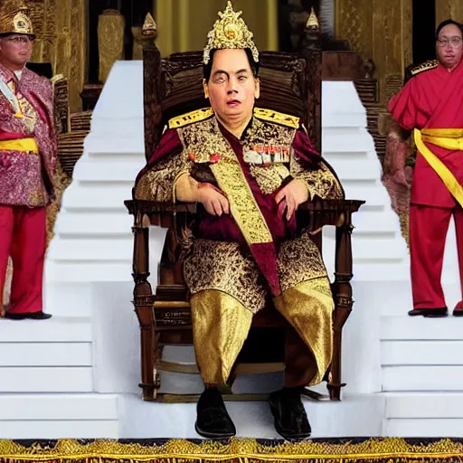 Image similar to Frank Reynolds as King of Thailand, holy ceremony