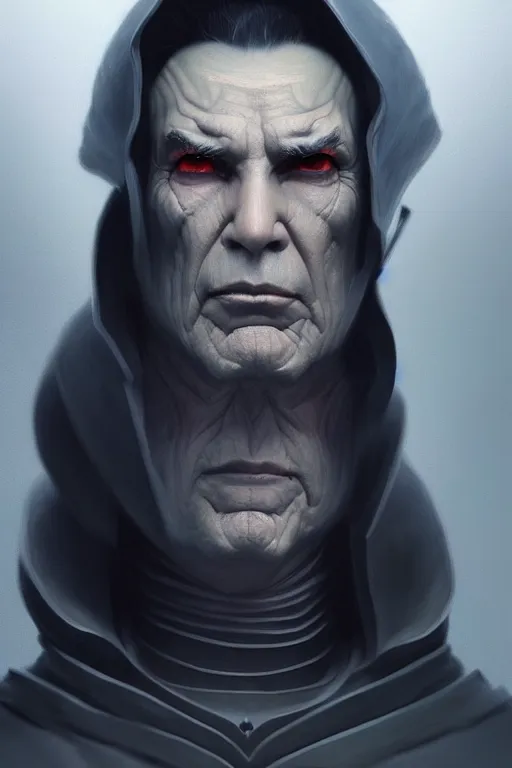 Image similar to breathtaking detailed concept art painting of a sith lord michel temer, by hsiao - ron cheng, exquisite detail, extremely moody lighting, 8 k