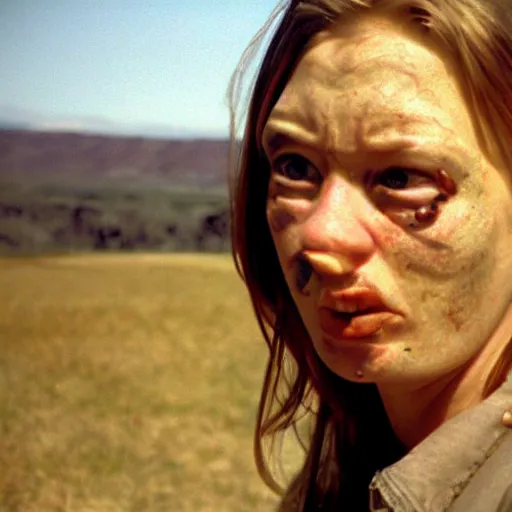 Prompt: too realistic film prop of the very ugly face of evil girlfriend living in rural Utah, 2003 cinematography