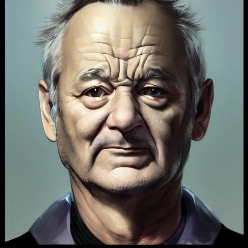 Image similar to close up portrait of bill murray as batman, dramatic light, painted by stanley lau, painted by greg rutkowski, painted by stanley artgerm, digital art, trending on artstation