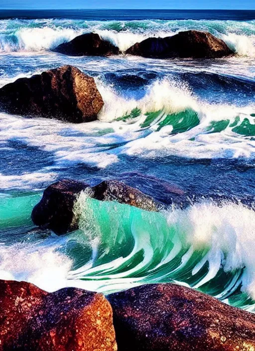 Image similar to beautiful rocks in ocean waves photograph