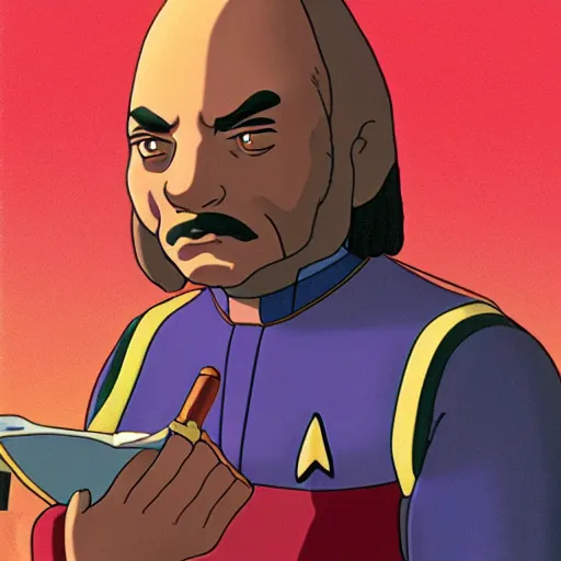 Image similar to kawaii lieutenant commander worf, star trek : the next generation, studio ghibli