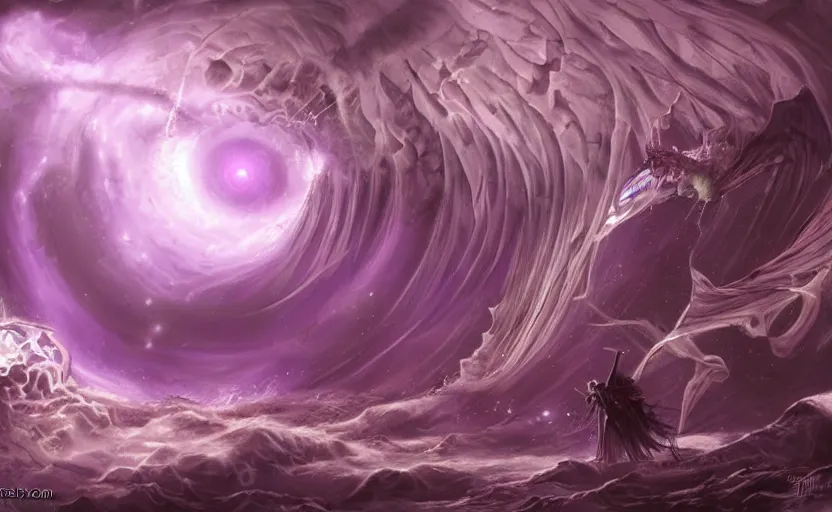 Image similar to the dream vortex consumes the hope of mankind, high fantasy, art, deviant art, painting, detailed, purple