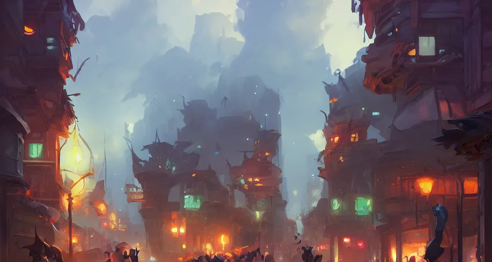 Prompt: a city street, fantasy art, official fanart, behance, hd, artstation, by Jesper Ejsing, by RHADS, by Makoto Shinkai and Lois van baarle