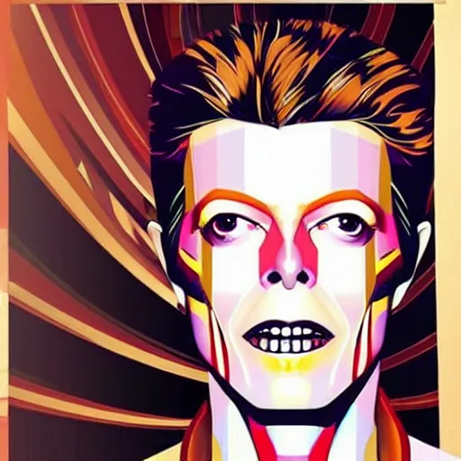 Prompt: David Bowie in the style of Esher