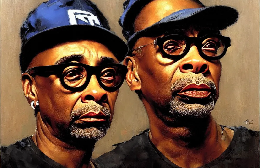 Prompt: portrait of spike lee!!!!!!!!!!!!!!!!!!!!!!!!!!!, detailed face, detailed painting, epic lighting, by ilya repin, phil hale and kent williams