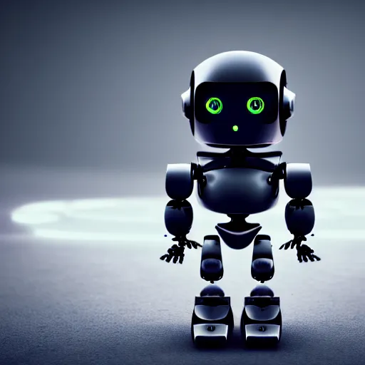 Image similar to a cute little robot. super realistic 8 k render of a dark hooded powerful elegant, cinematic composition