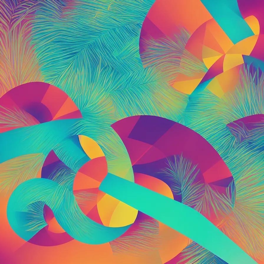 Image similar to album cover design tropical geometry, my home, house and joyess emotion, by Jonathan Zawada, Pi-Slices and Kidmograph, colorful digital art