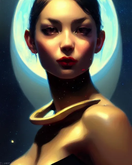 Image similar to a potrait of a space fanstasy cat, fine details. night setting. realistic shaded lighting poster by ilya kuvshinov katsuhiro, artgerm, jeremy lipkin and michael garmash, unreal engine, radiant light, detailed and intricate environment, digital art, trending on art station