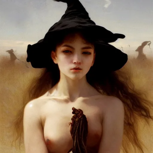 Prompt: witch dance in desert, ultra realistic, ultra detailed, concept art, trending on artstation, By Bouguereau. Ruan Jia. Ayami Kojima. Masterpiece