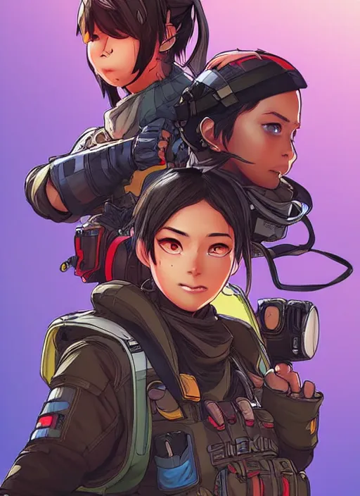 Image similar to New Apex Legends anime characters digital illustration portrait design by Ross Tran, artgerm detailed, soft lighting