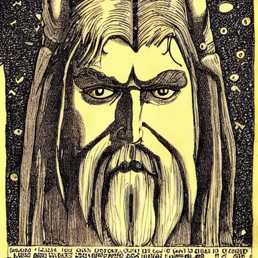 Image similar to a colossal norse god is watching us,