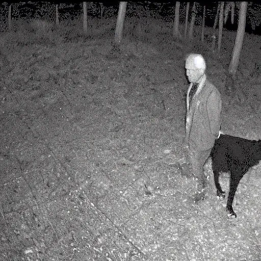 Prompt: night vision trailcam footage of Joe Biden