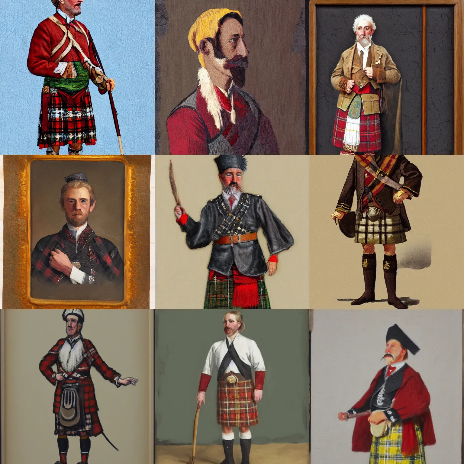 Prompt: a Texture painting of a Scotsman in traditional dress