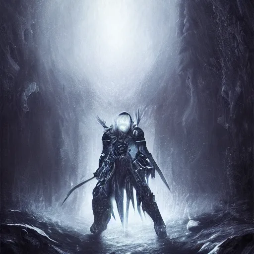 Prompt: a death knight, artstation hall of fame gallery, editors choice, #1 digital painting of all time, most beautiful image ever created, emotionally evocative, greatest art ever made, lifetime achievement magnum opus masterpiece, the most amazing breathtaking image with the deepest message ever painted, a thing of beauty beyond imagination or words, 4k, highly detailed, cinematic lighting