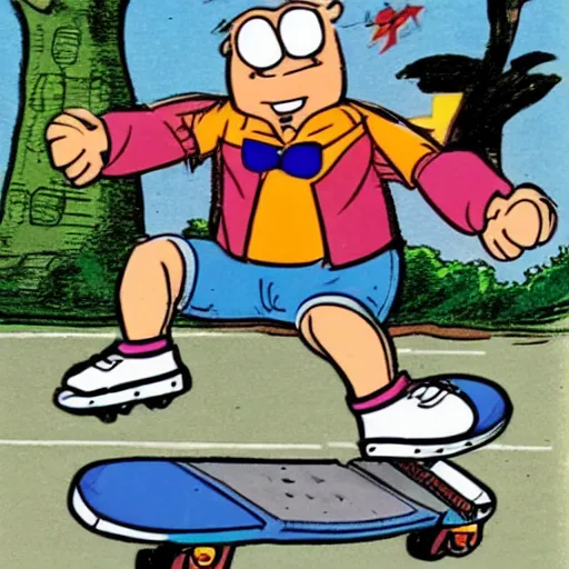 Prompt: 1990s 🦤 on a flying skateboard, cartoon