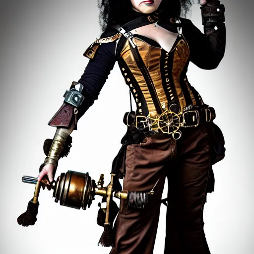 Image similar to photo of a female steampunk warrior