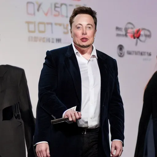 Prompt: Photograph of Elon Musk threaten to the camera with a knife