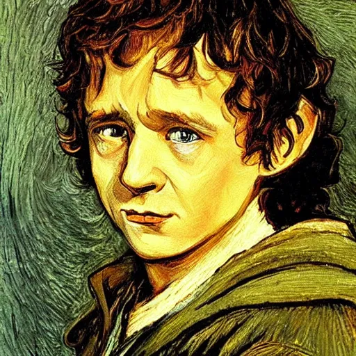 Prompt: frodo baggins in the style of van goch