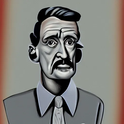 Prompt: george orwell caricature