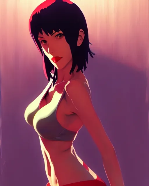 Prompt: faye valentine from cowboy bebop | | fine detail!! anime!! realistic shaded lighting!! poster by ilya kuvshinov katsuhiro otomo ghost - in - the - shell, magali villeneuve, artgerm, jeremy lipkin and michael garmash and rob rey