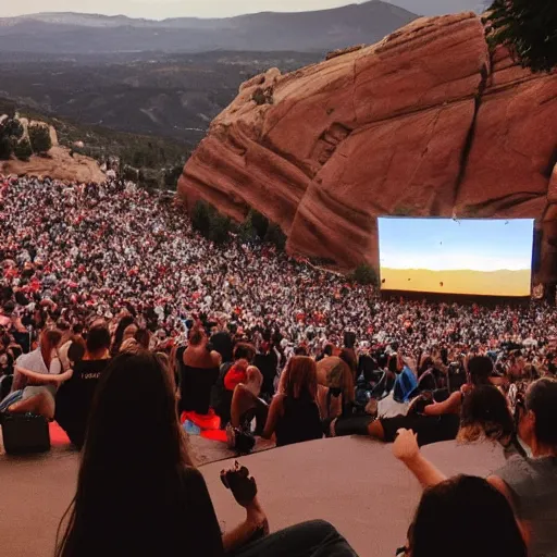 Prompt: photo from behind the back showing jesus christ playing guitar at red rocks