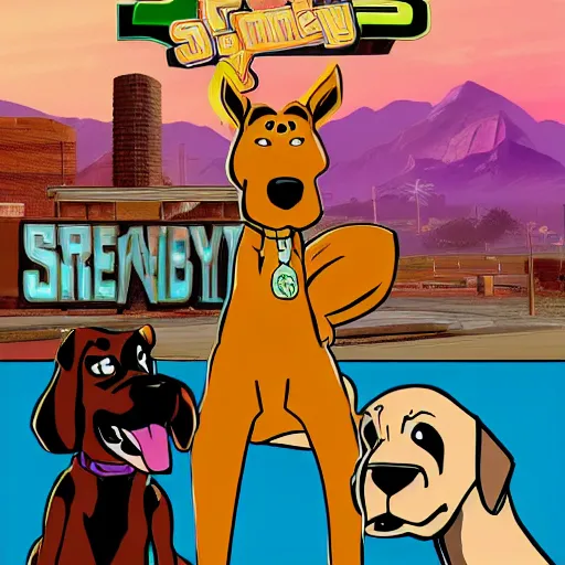 Scooby Doo in GTA 5, cover art by stephen Bliss, no | Stable Diffusion ...