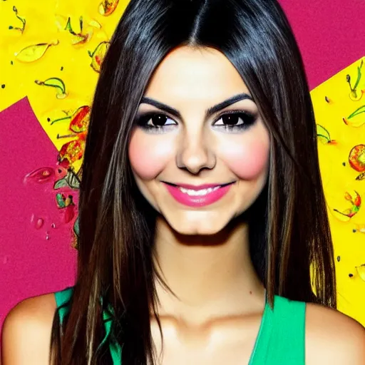 Prompt: one face shot of victoria justice in a jalapeno by 5 randomly selected famous illustrators. vastly enriched image quality. lucidly vivid. iridescentally detailed. extremely elegant and beautiful.