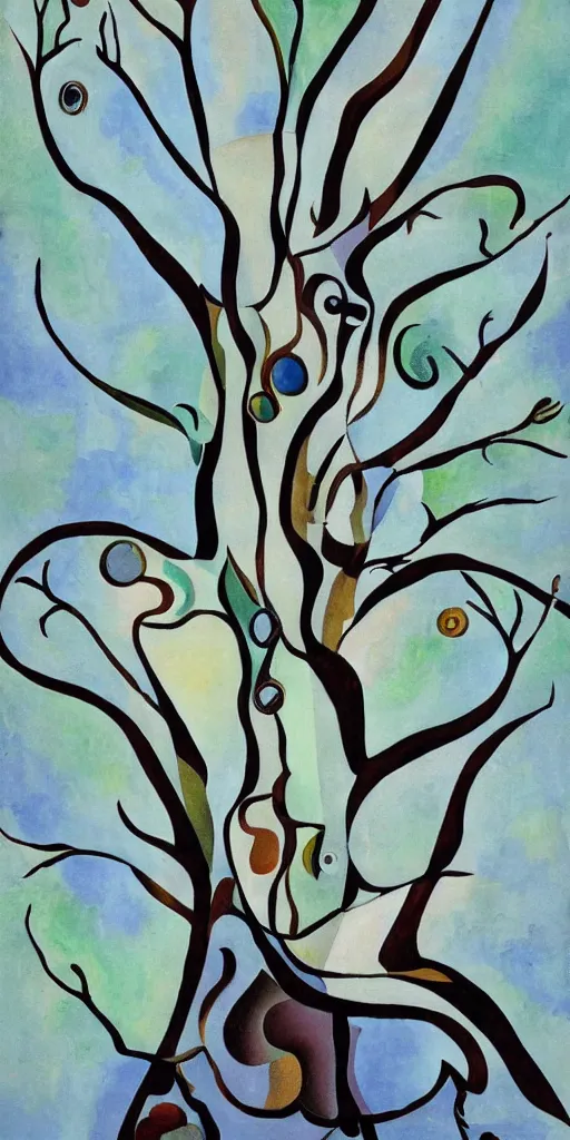 Image similar to cubist artwork of a tree, in the style of Salvador Dalí