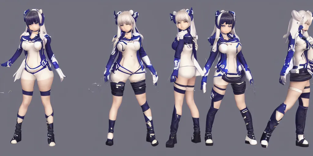 Prompt: character sheet of Atago (Azur lane) as a champion in the game wild rift, 3d render, trending on art station, unreal engine 5, 4K, highly detailed, realistic, volumetric