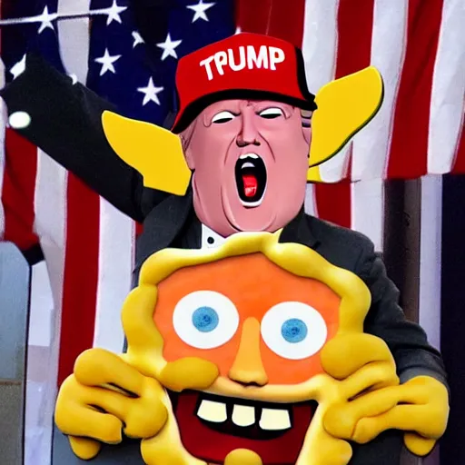 Image similar to donald trump made of pizza!!! mode, pixar