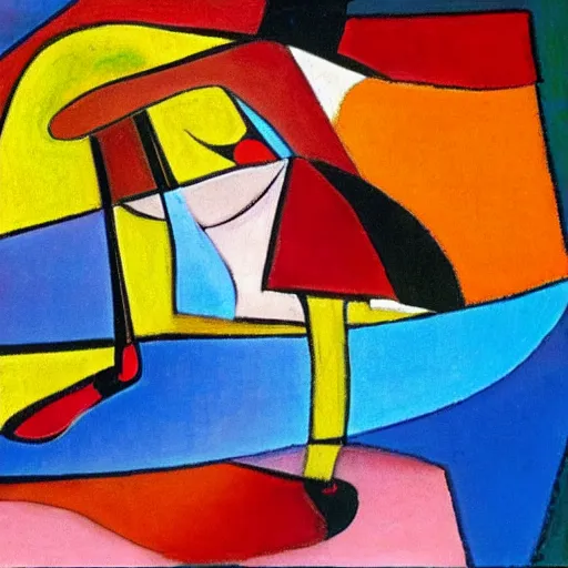 Image similar to her footprints were the markings of her tribe as she danced across the landscape, abstract art in the style of cubism and georgia o keefe,