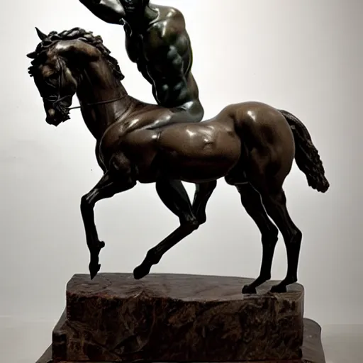 Image similar to a sculpture of a centaur by Michelangelo