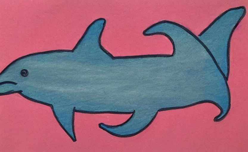 Image similar to child's crayon drawing of a dolphin