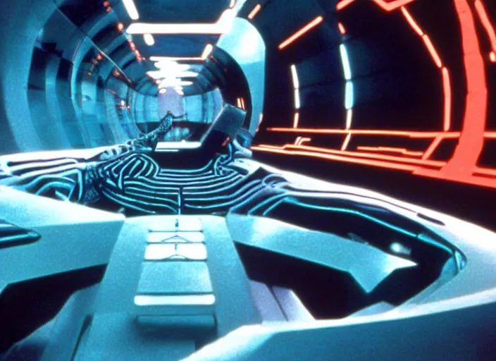 Image similar to scene from the 1 9 9 2 science fiction film tron