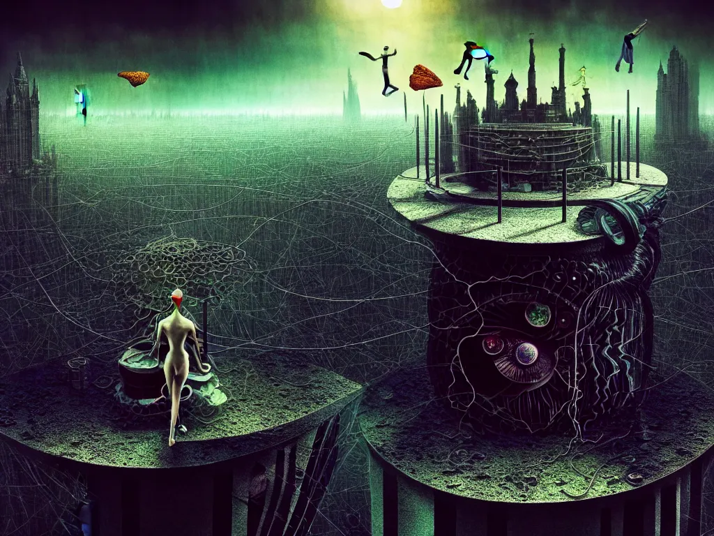 Image similar to highly detailed photo of living is the illusion of dying, trending on deviantart, neo surrealism, sharp focus, 4 k, a lot of little details, octane, masterpiece, art by max ernst