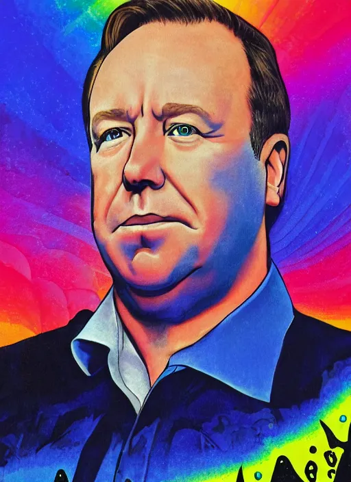 Image similar to alex jones by lisa frank and Zbigniew Brzezinski