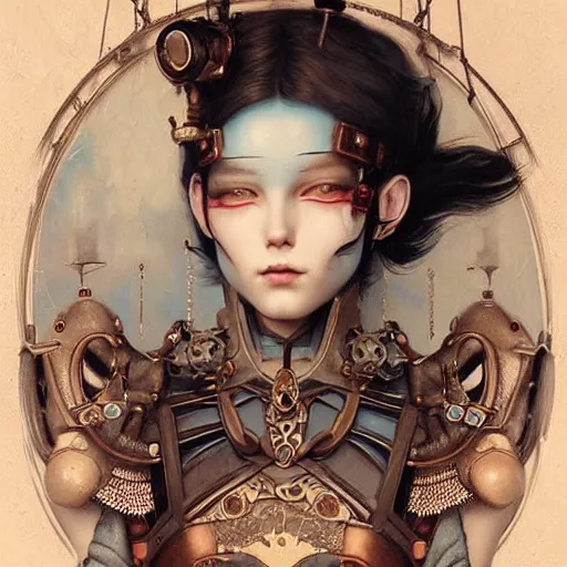 Prompt: tom bagshaw, curiosities carnival, soft paint of a single beautiful kawai catgirl in a full steampunk armor, symmetry accurate features, focus, very intricate ultrafine details, award winning masterpiece