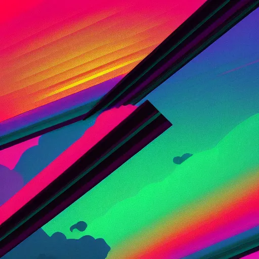 Image similar to giant spectrum bars stretching across the horizon of the ocean, hip hop, vaporwave, abstract, neon, illustration by Liechtenstein, detailed, 4k