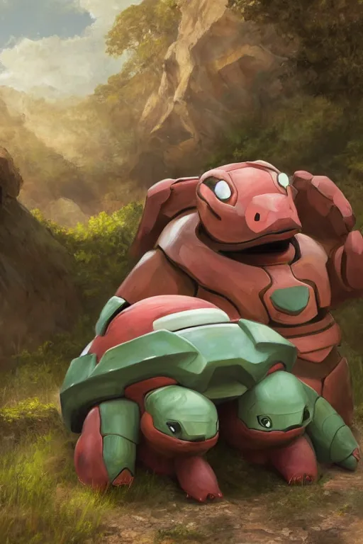 Image similar to slowbro pokemon playing as master chief, oil on canvas, intricate, 8 k highly professionally detailed, hdr, cgsociety