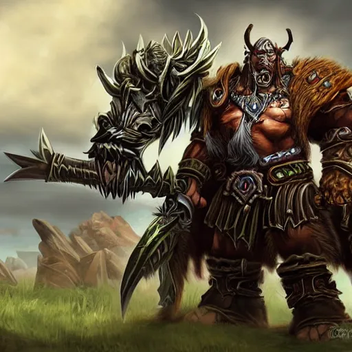 Image similar to epic world of warcraft orc warrior chief, extremely detailed, wow, cinematic