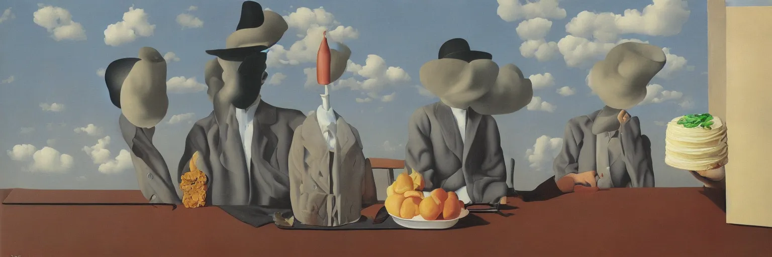 Prompt: cake painting magritte