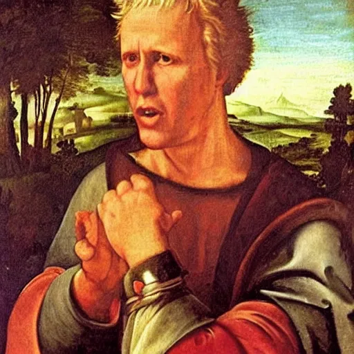 Prompt: renaissance painting of gary busey