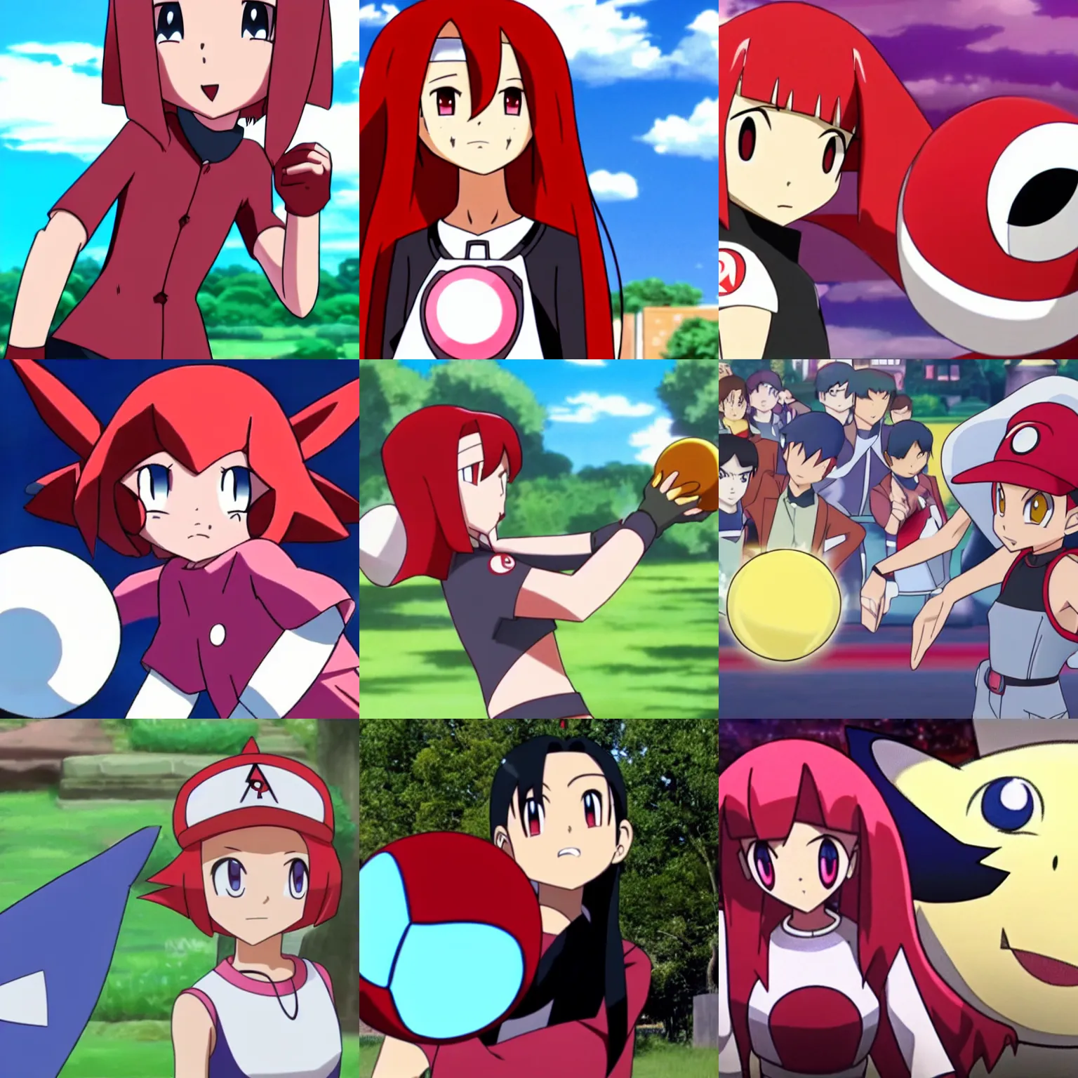 Prompt: jessie from team rocket throwing a pokeball, anime