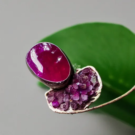 Image similar to a plant with a polished cut ruby gemstone growing from it