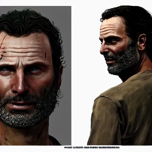 Prompt: character design sheet, rick grimes, the walking dead, fantasy, medieval, vivid colors, concept art, sharp focus, digital art, Hyper-realistic, 4K, Unreal Engine, Highly Detailed, HD, Dramatic Lighting by Brom, trending on Artstation