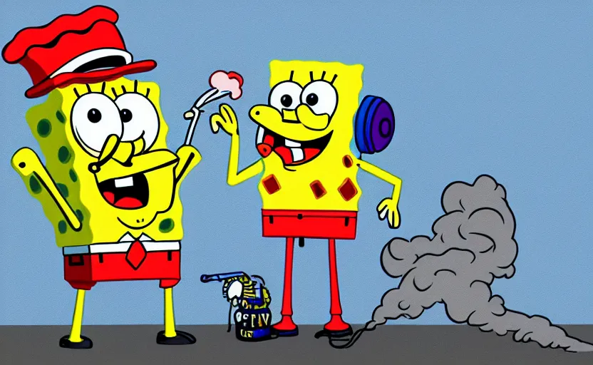 Prompt: SpongeBob smoking a joint . trending on art station, hyper detail, photo quality, 40mm lens