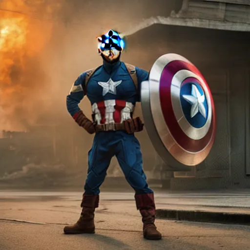 Image similar to cinematic photograph of Captain America in Dhaka